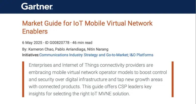 Gartner featuring MAVOCO in the IoT MVNE Market Guide